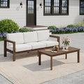 Outdoor Patio Wood Sofa Set With Coffee Table For Backyard Porch