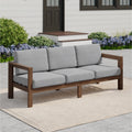 Outdoor Patio Wood Sofa With Cushions For Backyard Porch Garde