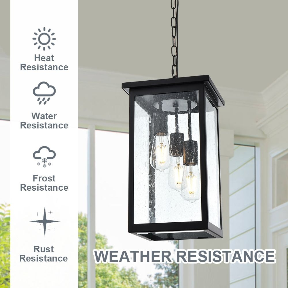 Outdoor Pendant Light Fixture Exterior Chandelier Hanging Lantern For Front Porch Anti Rust Waterproof Farmhouse Ceiling Lamp