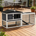 Outdoor Pet House Rabbit Hutch Small Animal Hutch Cage Is Designed For Convenient Cleaning Black Dark Gray White