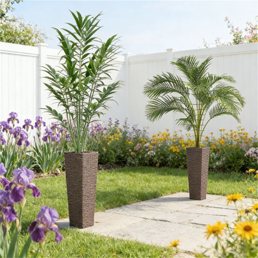 Outdoor Plant Flowerpot Set Of 2 Plastic Flowerpots