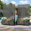 Outdoor Planters Metal Planter Box With Trellis With Wheels Set Of 2