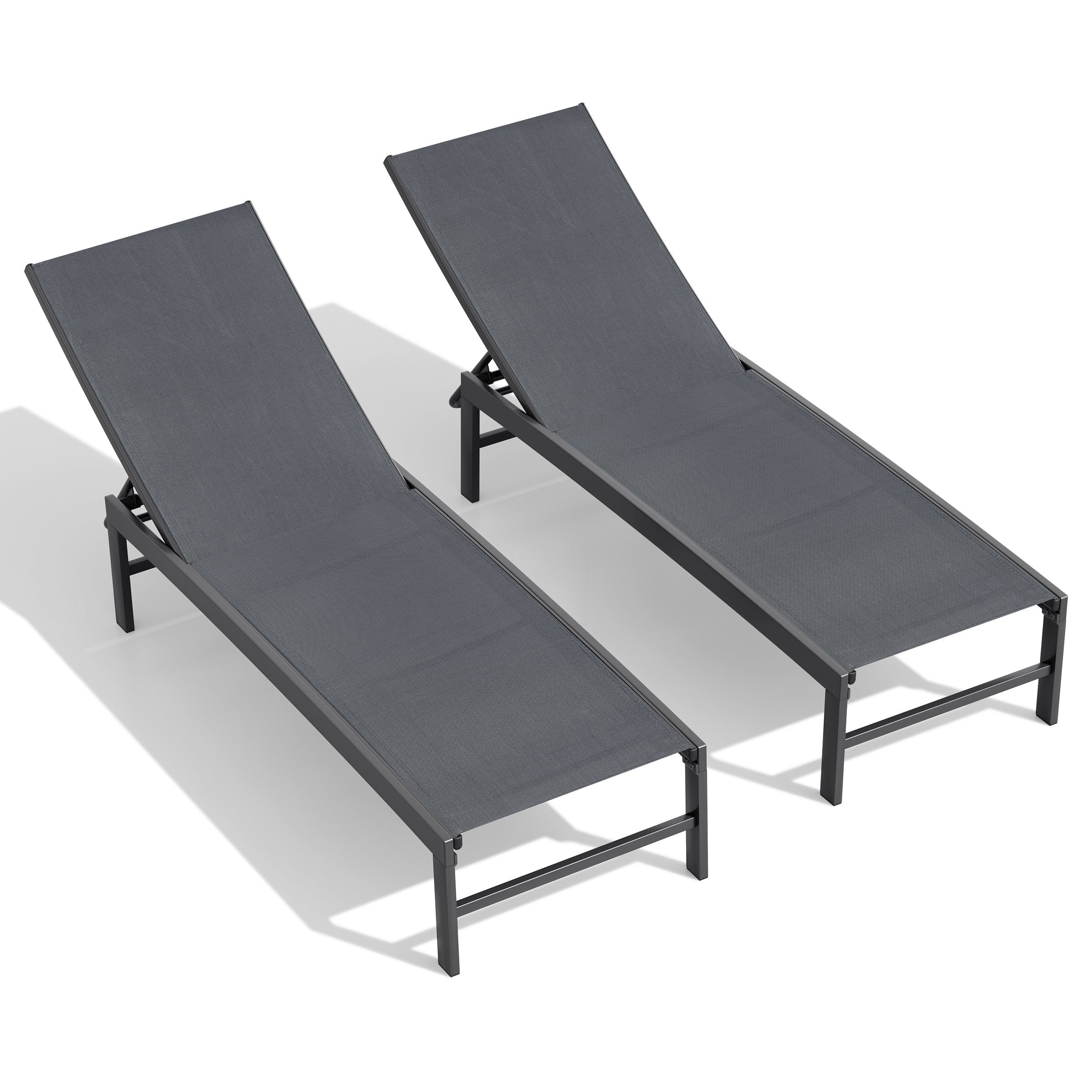 Crestlive Products Outdoor All Weather Adjustable Chaise Lounge Chair 75.79 24.61 41.61 In