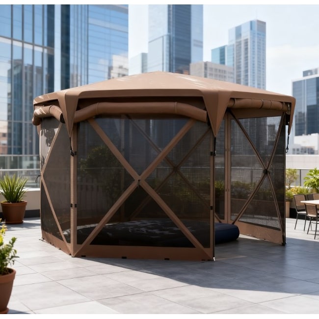 Outdoor Pop Up Gazebo Screen Tent With Removable Roof Cover