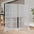 Outdoor Privacy Screen 2 Panel Chevron Metal Privacy Fence With Wind Resistant Base Durable Decorative Divider