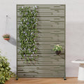 Outdoor Privacy Screen Freestanding Metal Room Divider With Modern Slatted Design Decorative 72 H X 47 W