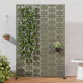 Outdoor Privacy Screen Metal Freestanding Patio Screen With Modern Geometric Cutouts Decorative For Backyard Deck Balcony Garden