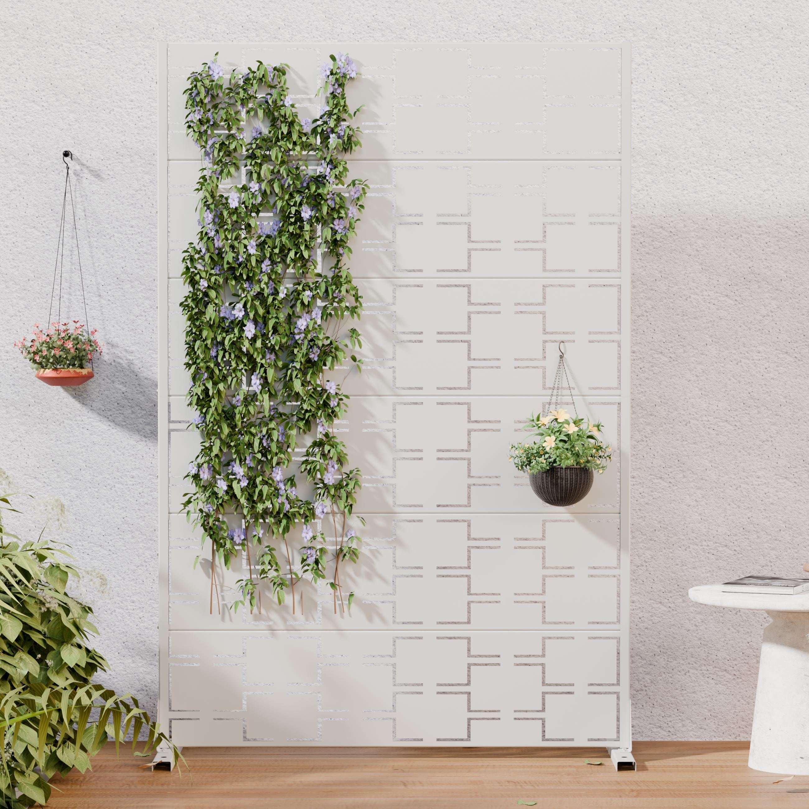 Outdoor Privacy Screen Waterproof Rustproof Metal Room Divider Movable Decorative Cut Out Panel 72 H X 47 W