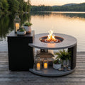 Outdoor Propane Fire Pit Table With Hidden Tank Storage Zinc Aluminum Top Etl Certified Patio Fire Table