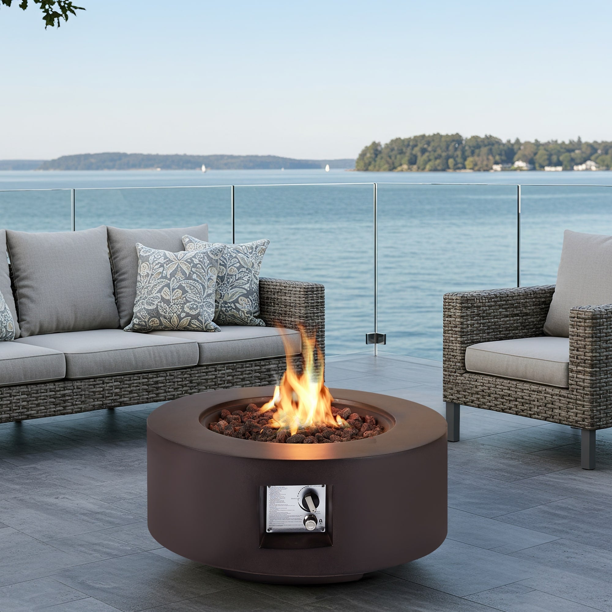 Outdoor Propane Fire Pit Table With Tank Storage And Weather Resistant Cover