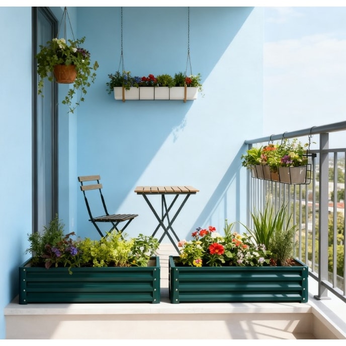 Outdoor Raised Planter Box Garden Bed With Open Bottom For Vegetables