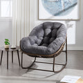 Outdoor Rattan Rocking Chair Padded Cushion Rocker Recliner Chair Outdoor For Front Porch Living Room Patio Garden Grey