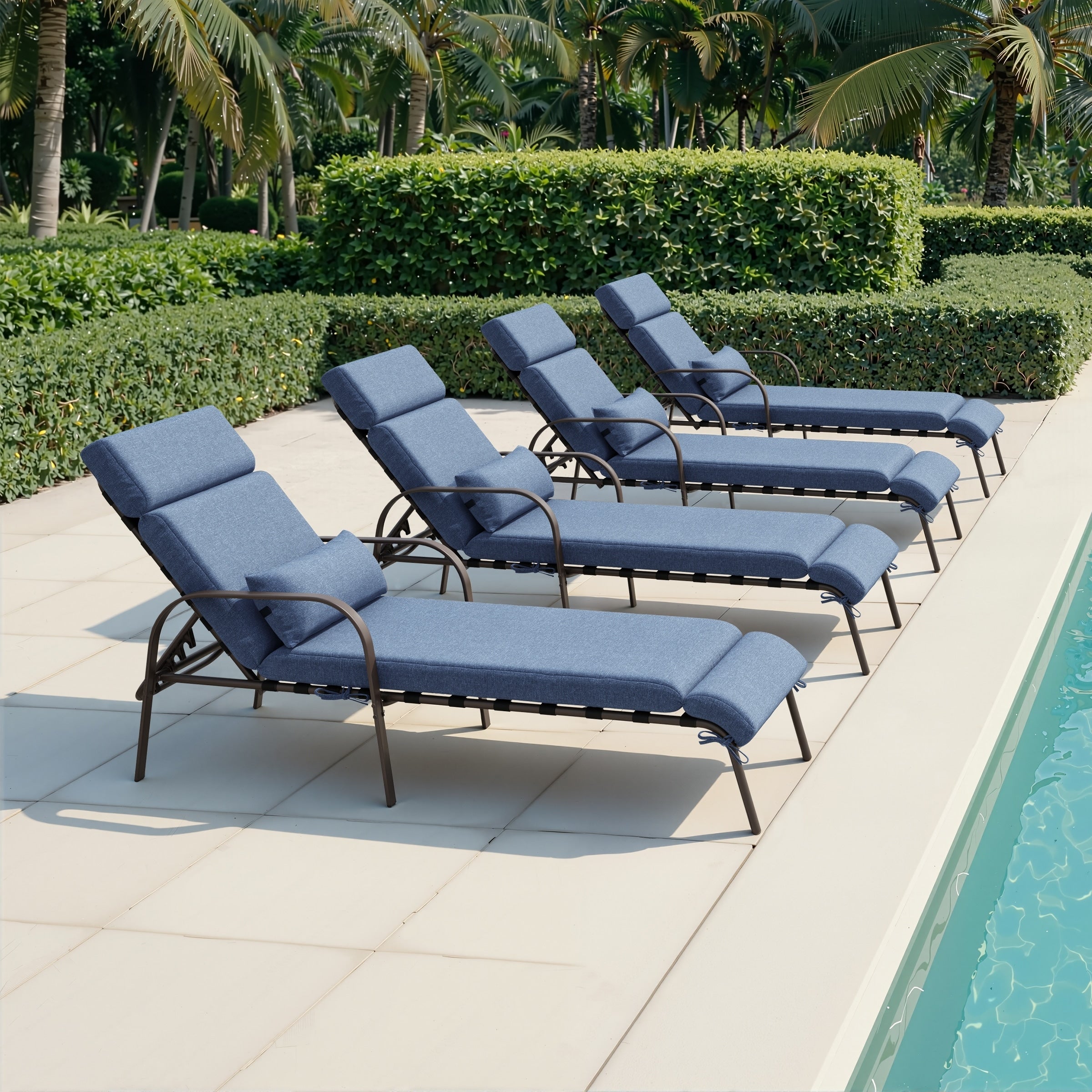 Outdoor Recliner Adjustable Chaise Lounge Chair With Cushion Pillow 79.53 L X 24.41 W X 20.08 H