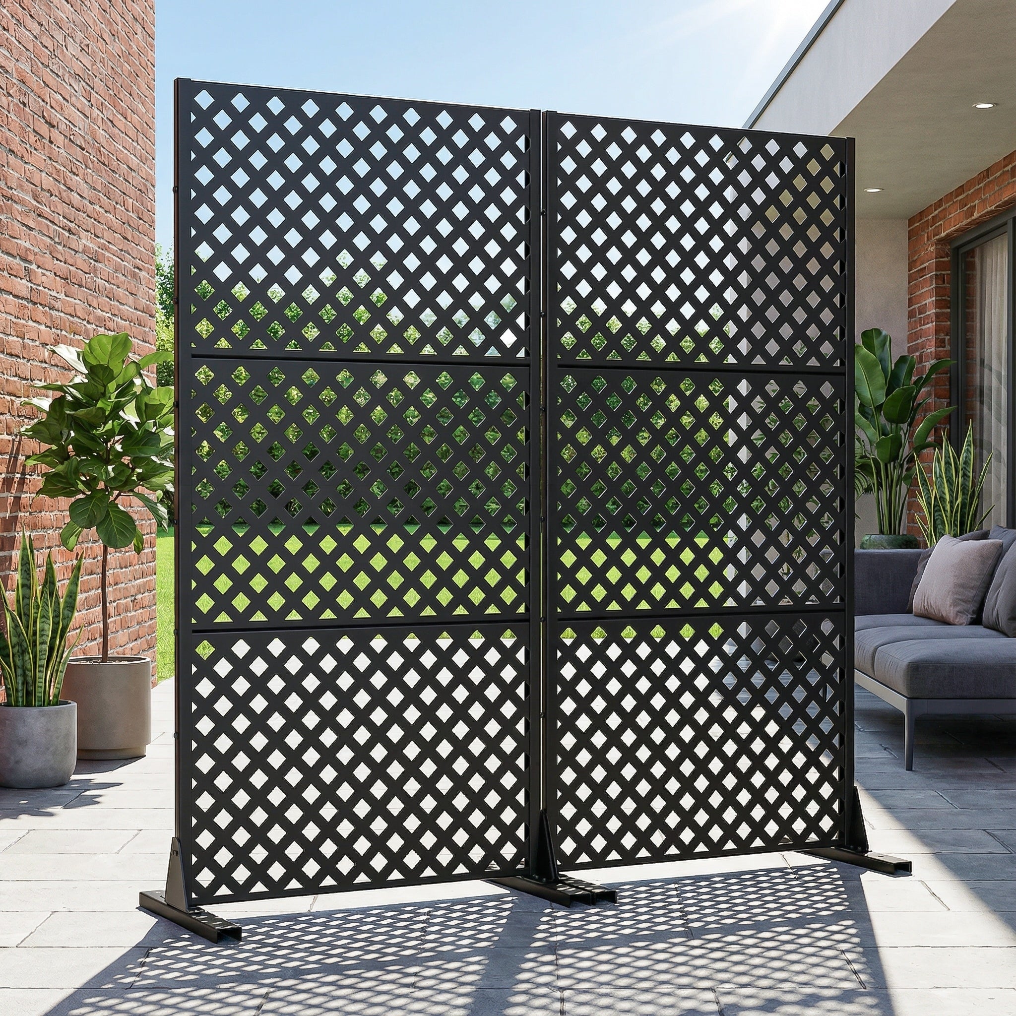 Outdoor Rectangle Privacy Screens Metal Screen Fence Panel Set Of 2