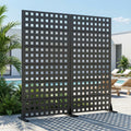 Outdoor Rectangle Privacy Screens Metal Screen Fence Panel Set Of 2
