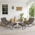 Outdoor Rocking Chaise Lounge Set With Ottoman And Cushions Set Of 2
