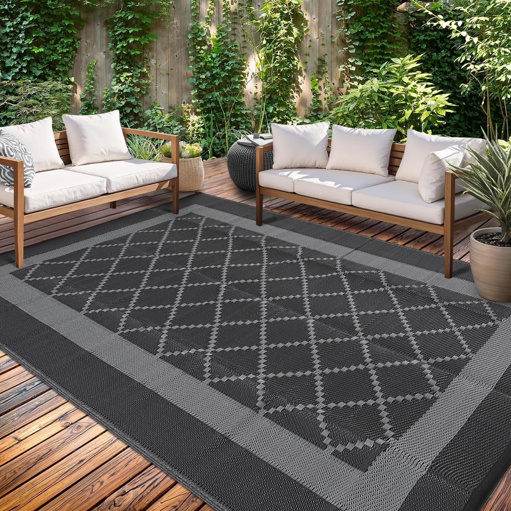 Outdoor Rug Waterproof Reversible Outdoor Plastic Straw Rug Patio Rugs With 4 Stakes Portable Bag Carpet Rv Mat