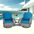 Outdoor Sectional Conversation Sets With 2 Swivel Rocking Chairs Blue Grey Patio Chat Set With Side Table