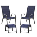 Outdoor Set Of 2 Woven Stackable Chair With Ottomans