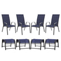 Outdoor Set Of 4 Woven Stackable Chair With Ottomans
