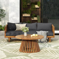 Outdoor Sofa Set With 3 Seater Sofa Coffee Table Dark Grey Teak Patio Conversation Set For Poolside Backyard