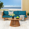 Outdoor Sofa Set With 3 Seater Sofa Coffee Table Teak Teal Patio Conversation Set For Poolside Backyard
