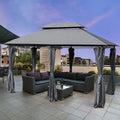 Outdoor Soft Top Gazebo With Curtains 2 Tier Gazebo