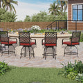 Phi Villa Outdoor Swivel Bar Stools Bar Height Patio Chairs All Weather Metal Frame With Cushion