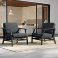 Outdoor Teak Wood Club Chairs With Cushions Set Of 2