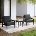 Outdoor Teak Wood Cushioned Patio Set Of 2 Accent Chair With Side Table