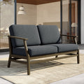 Outdoor Teak Wood Loveseat Sofa With Water Resistant Cushions