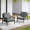 Outdoor Teak Wood Patio Chair With Cushion Set Of 2