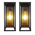 Outdoor Wall Light With Clear Ribbed Glass Waterproof Exterior Light For Porch Patio Garage 2 Pack