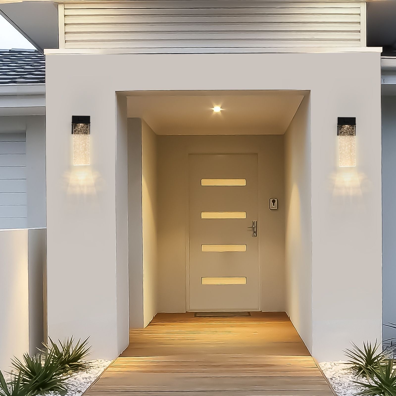 Outdoor Waterproof Transparent Led Crystal Wall Lamp Supports Multiple Types Of Light Bulbs 12W Per Lamp 2 Pack