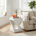Outdoor White Marble Modern Twisted Base Terrazzo Speckled All Weather Mgo Side Table Indoor End Table For Home