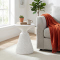 Outdoor White Marble Retro Speckled Textured All Weather Mgo Side Table Indoor End Table For Home Office