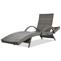 Outdoor Wicker Chaise Lounge Chairs Set Of 2 With Adjustable Backrest And Pull Out Side Table