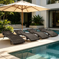 Outdoor Wicker Chaise Lounge Chairs Set Of 4 With Adjustable Backrest And Pull Out Side Table