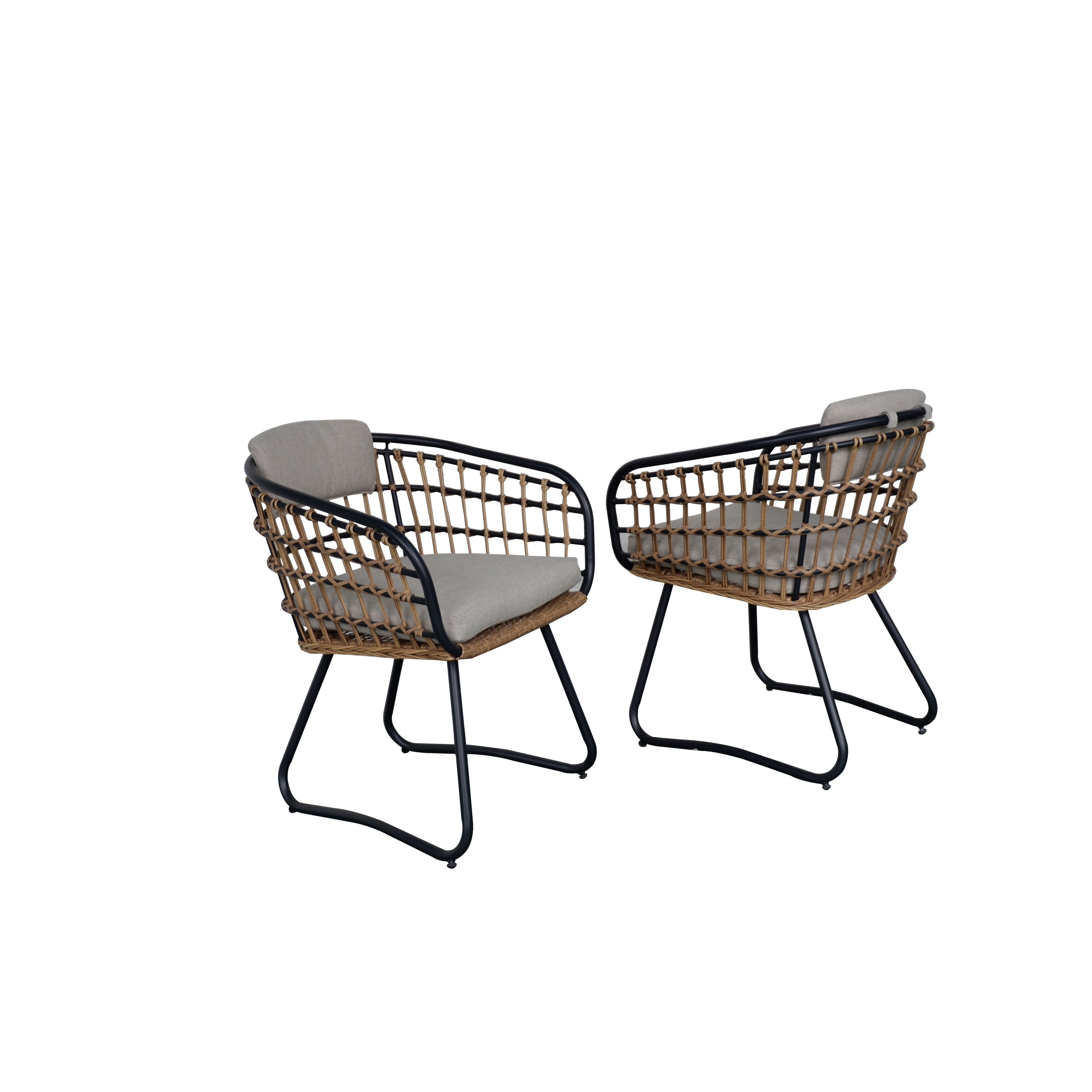 Outdoor Wicker Dining Chairs Set Of 2 Patio Dining Chairs With Cushions Rattan Dining Armchairs For Lawn Garden Poolside