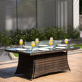 Outdoor Wicker Rectangle 6 Seat Gas Fire Pit Table By Moda Furnishings Table Only