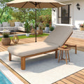 Outdoor Wood Chaise Lounge With Cushions And 3 Position Adjustable Backrest