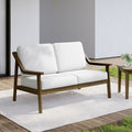 Outdoor Wood Teak Patio 2 Seater Loveseat With Cushion