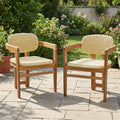 Outdoor Woven Rattan Chair Set Two Accent Chairs Stylish Outdoor Armchairs 2 Person Seating Group Ergonomic Garden Chairs