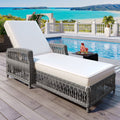 Outdoor Lounge Chair With Adjustable Backrest And Soft Removable Cushion Rattan Armrest Relaxation Chair Rattan Pool Lounger
