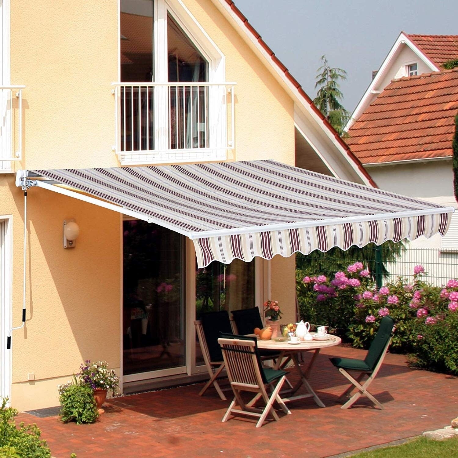 Outsunny 10 X 8 Manual Retractable Sun Shade Patio Awning Red