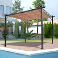 Outsunny 10 X 13 Steel Outdoor Patio Pergola Gazebo Backyard Canopy Cover Brown