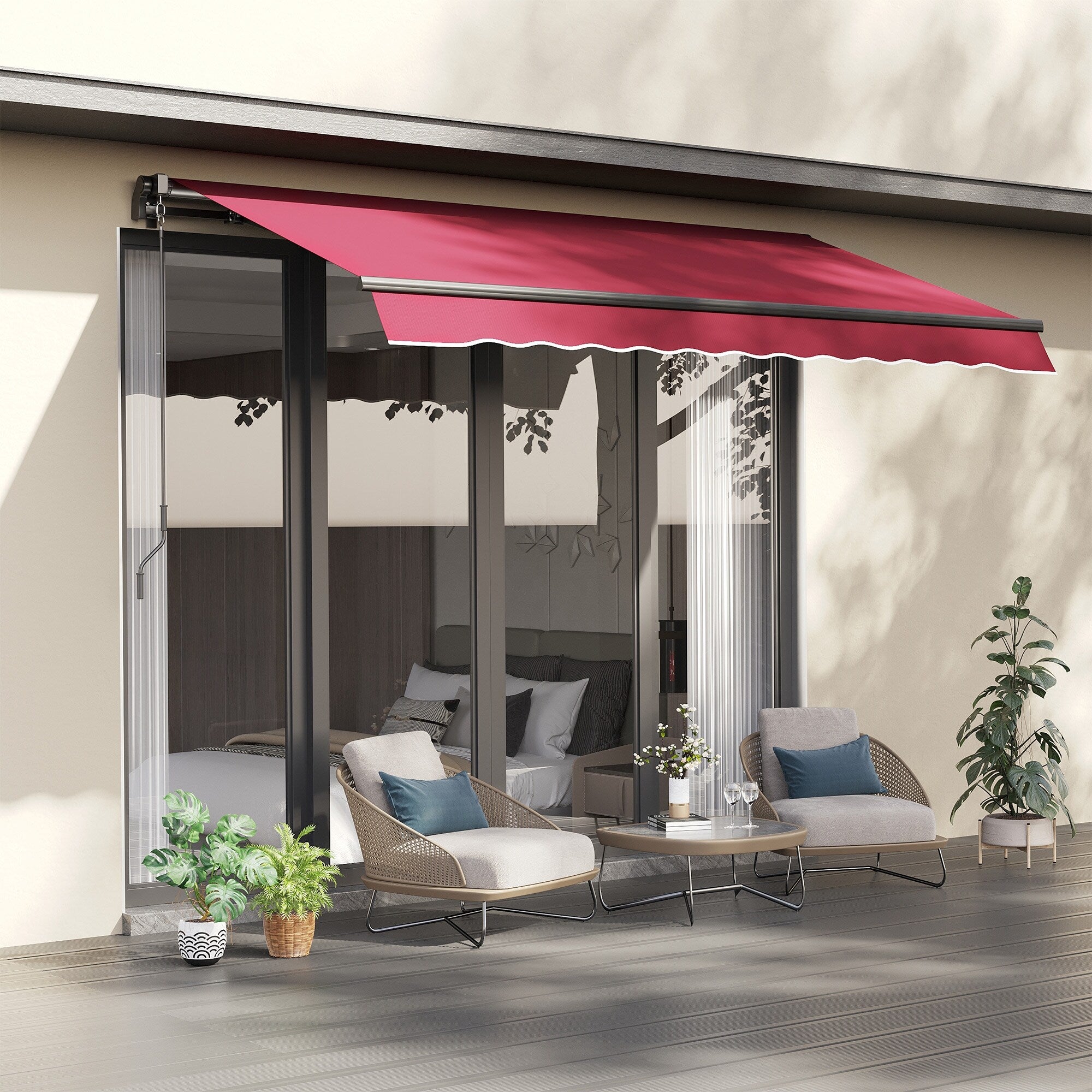 Outsunny 116 Manual Retractable Patio Sun Shade Awning