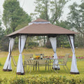 Outsunny 10 X 10 Steel Outdoor Garden Gazebo With Mosquito Netting