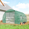 Outsunny 10X11X6 Walk In Tunnel Greenhouse With Shelves Mesh Door And Windows Hoop House Greenhouse With Pe Cover