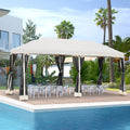 Outsunny 10 X 20 Easy Pop Up Canopy Party Tent With 6 Removable Mesh Sidewalls Cream White